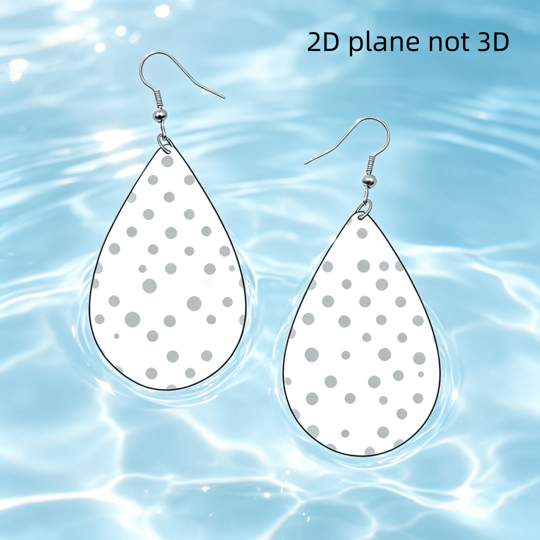 White and Gray Polka Dot Teardrop Earrings, Minimalist Dangles